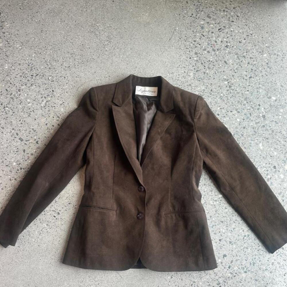 Signatures by Russ Taylor Nordstrom ultrasuede brown blazer women’s 6
